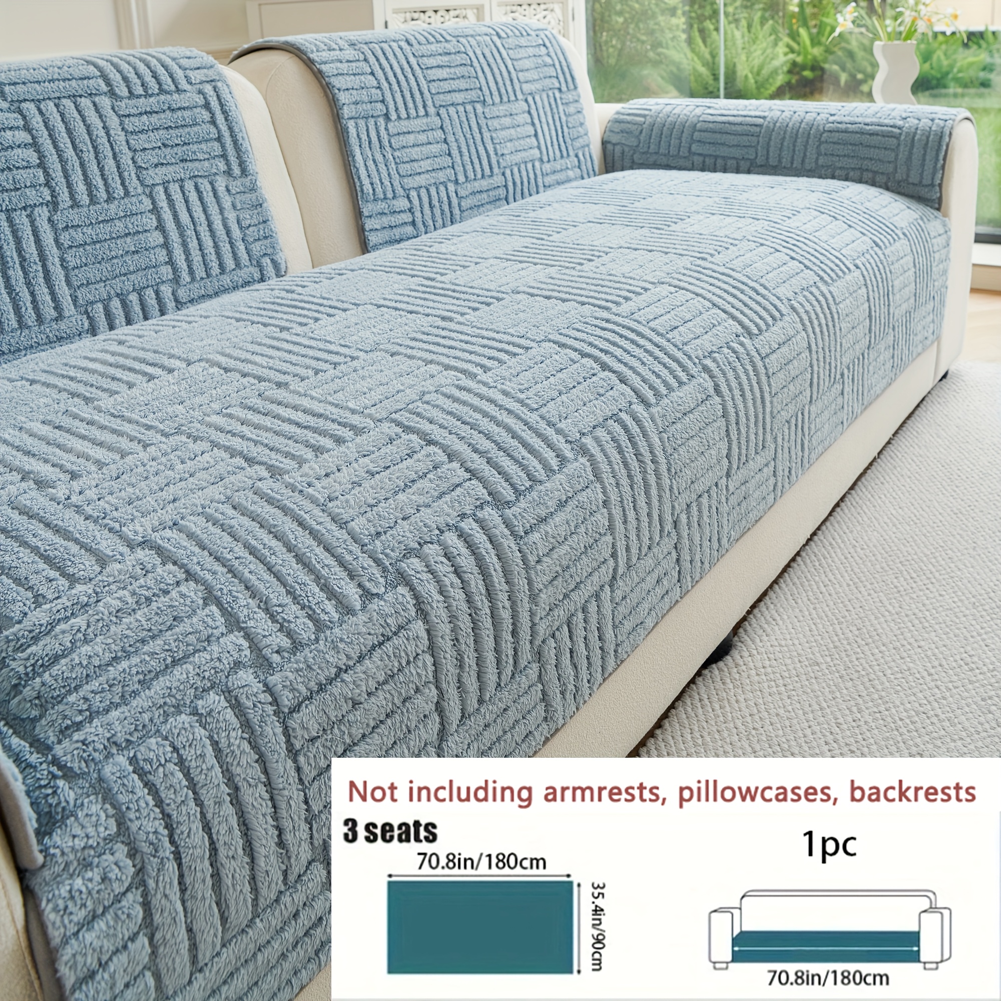 TEMU 1pc Bohemian Sofa Cover Solid Color Neutral Sofa Cover Soft Cushion, Fashionable Sofa Cover Anti-slip Washable Sofa Cover Living Room Furniture