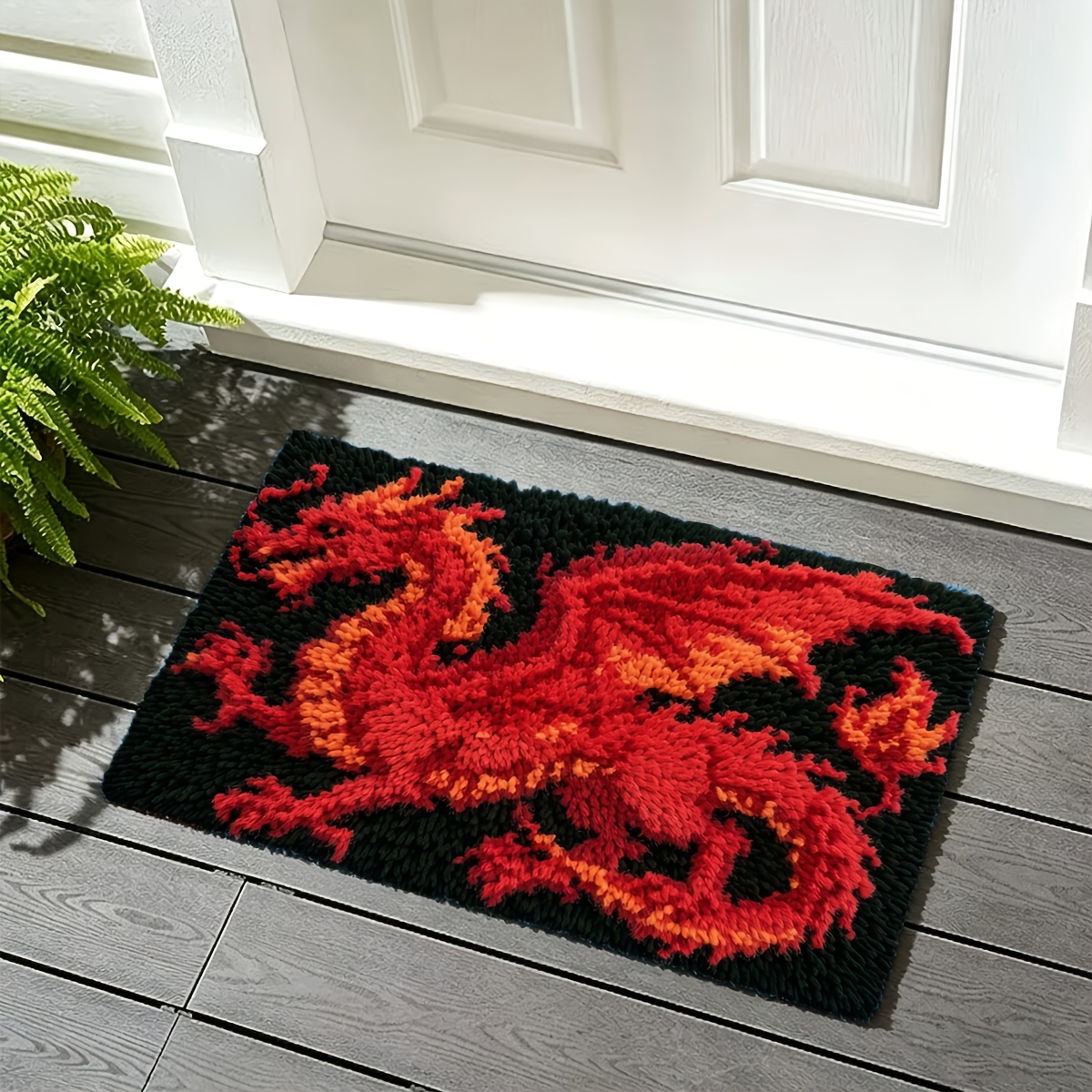 Colored Printed Canvas Latch Hook Carpet Kit for Adults