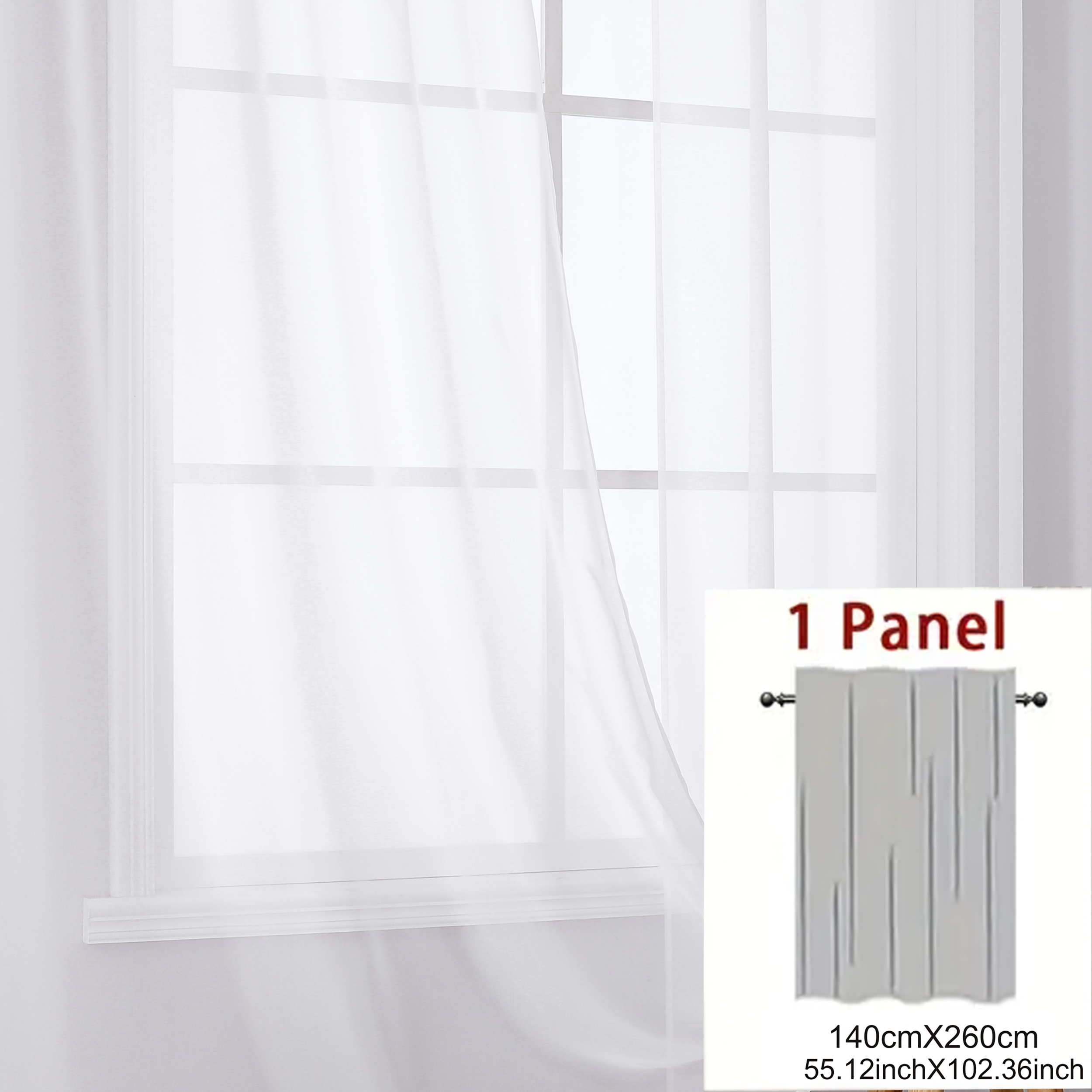 TEMU 1pc Rideau en Tulle Semi-transparent avec Design de Perçage à Anneau Rond, Facile à Installer, Convient pour Salon, Chambre et Bureau, Rideau de