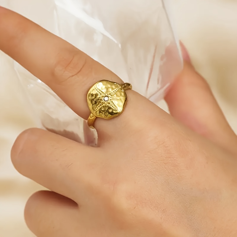 TEMU 1pc Bohemian Light Star Texture Adjustable Versatile Women's Ring, Suitable For Parties, Vacations, And Daily Wear