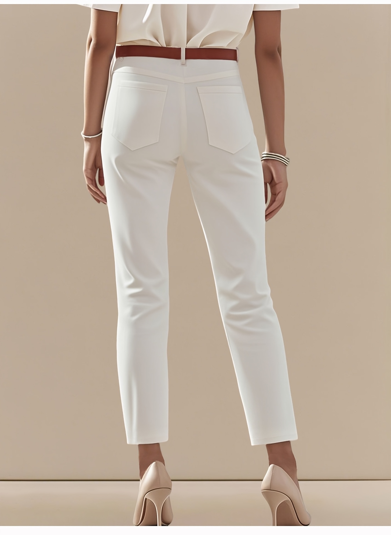 Detail of the high-waist band and closure