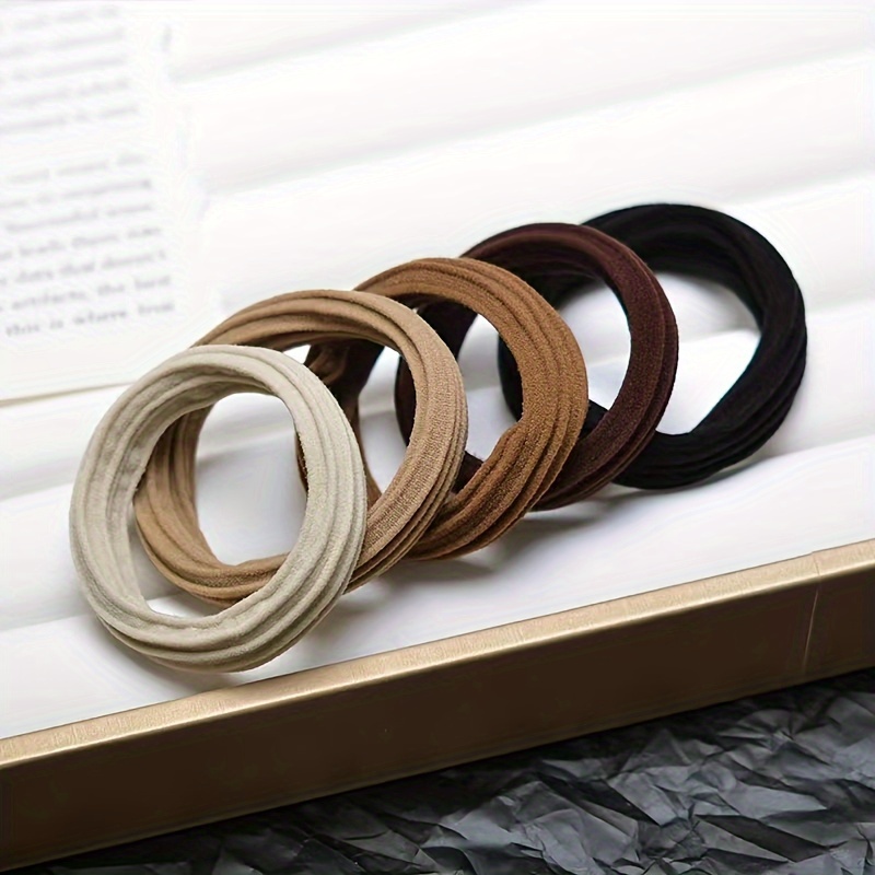 

5pcs Solid Color Thickened Hair Ties Non Slip Ponytail Holder Styling Accessories For Daily Uses