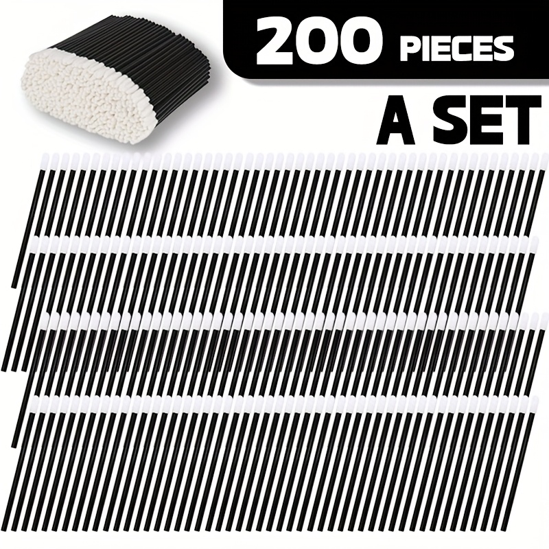 TEMU 200pcs Disposable Lip Stick Applicator Lip Brush Lipstick Lint Free Brush Makeup Gloss Stick Makeup Applicator Beauty Tool Kit Black