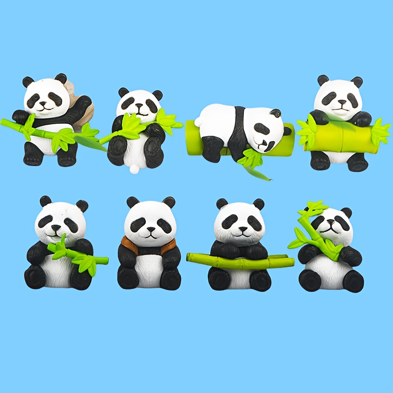 

8pcs Mini Panda Car Dashboard Decor Set - Adorable Plush Pandas With Bamboo, Vehicle Interior Accessories And Garden Decorations, Panda Car Accessories