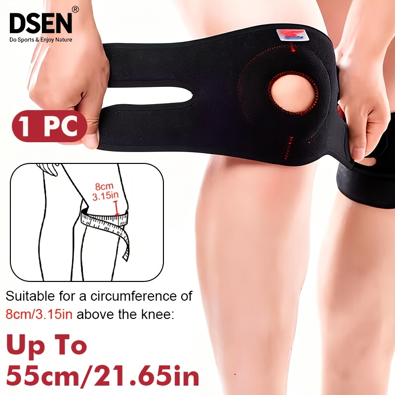 TEMU 1pc Adjustable Open Wearable Compression Knee Brace With Thickened Gasket, Knee Support For Daily Use, Men And Women, Black, For Knee Up To