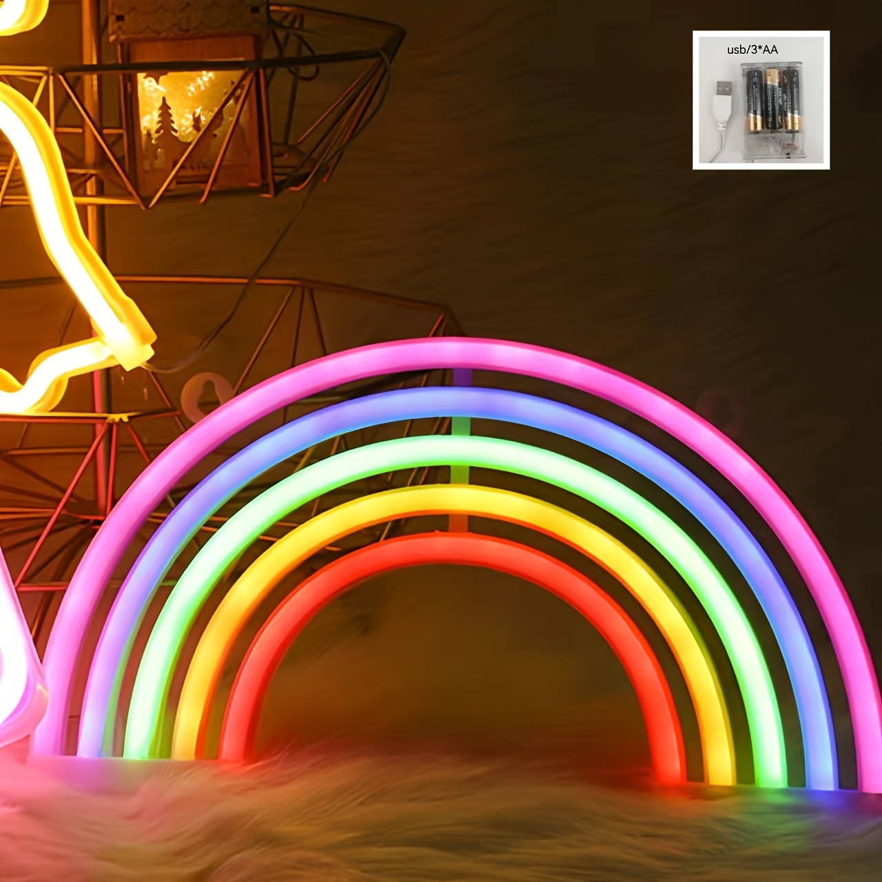 Image of 1pc, Wall Decoration Rainbow Neon Sign, Festival Party, Home Art Decoration, Game Room Atmosphere Light, Best Graduation Gift, Usb Or Battery Powered (battery Not Included)