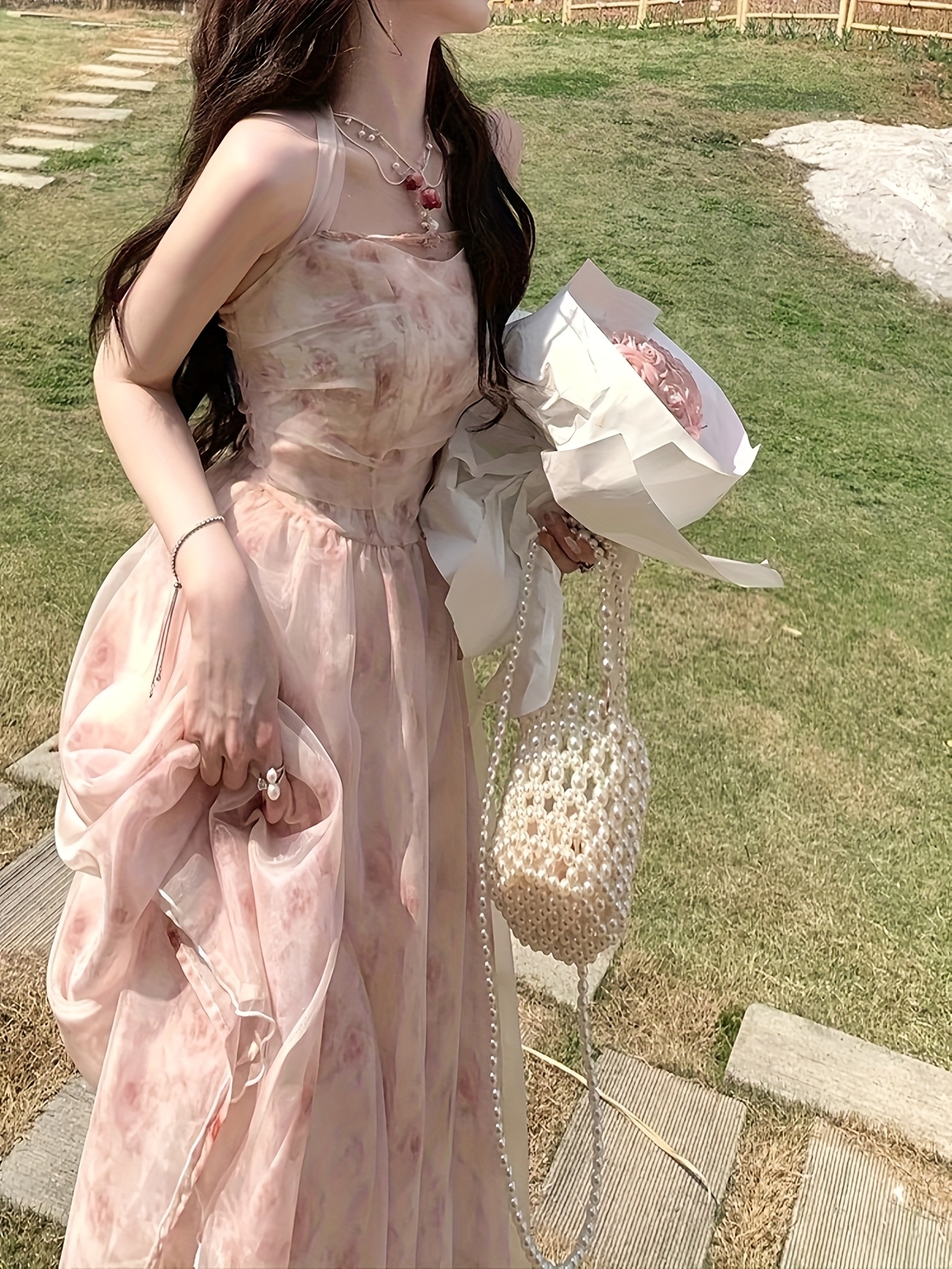 encountering sea flowers halter neck dress female korean - Temu Germany