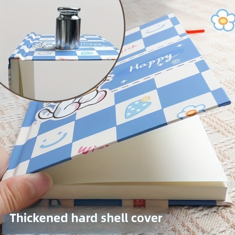 4pcs a5 thickened hard shell notebooks with bookmark grid cute animal motivational phrases design sturdy wireless journals for   journaling   good luck happy notebooks for school school supplies   notebook designs Product details 0