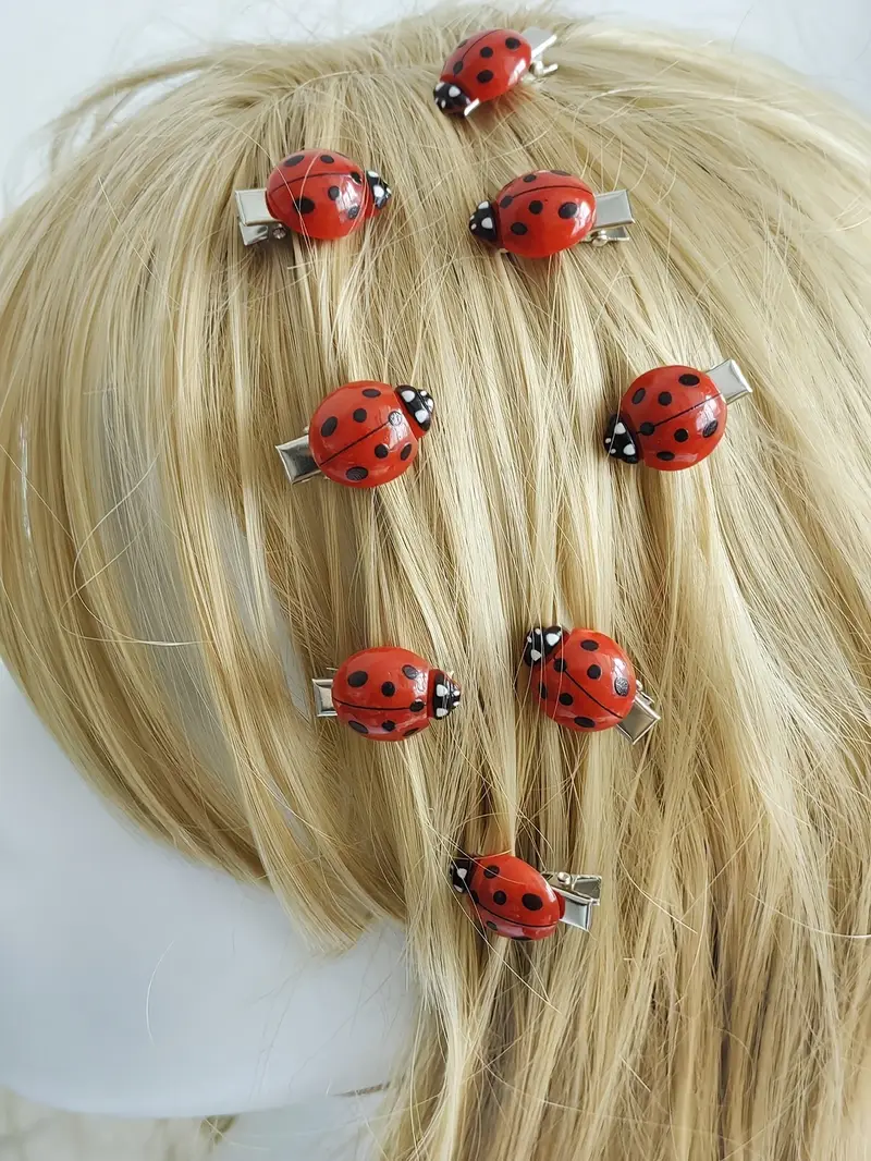 a 6pcs set of ladybug hair clips for eid al fitr featuring red anti slip animal hair clips insect hair accessories and back to school headwear suitable for daily holiday parties travel and as a decorative gift for ladies Product details 0