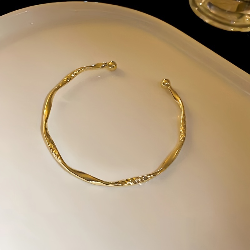 Stylish Women's Open Bangle Bracelet with Golden Pattern