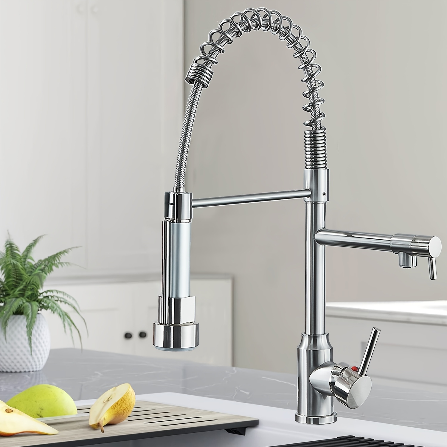 TEMU 1 Matte Kitchen Faucet Featuring A Pull-down Sprayer, Designed With A Single Handle And A Single Hole, High Arc Spring For Commercial Use, And A