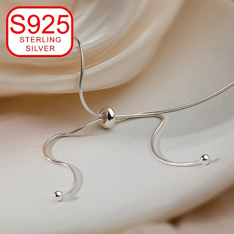 925 Silver Adjustable Snake Bone Necklace