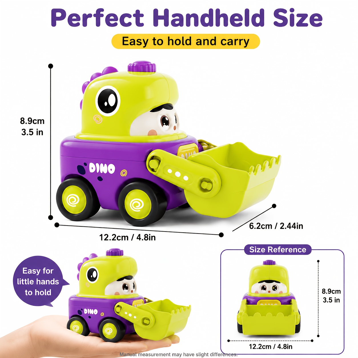 Press and Transform Sliding Dinosaur Engineering Vehicle Toy for Kids