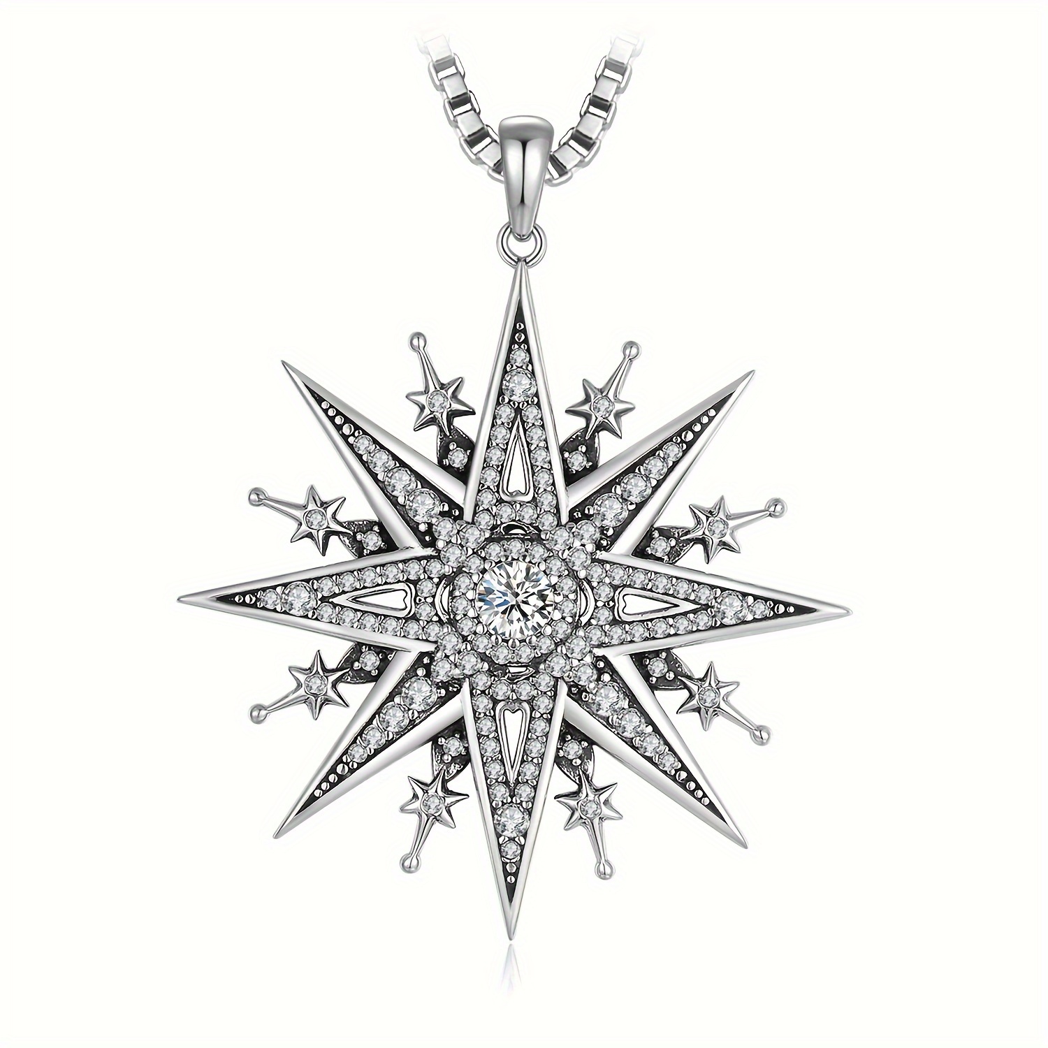 TEMU 1pc 925 Sterling Silver Luxury And Vintage Design Exquisite Multi- Round Cut Synthetic Cubic Synthetic Zirconia Decor Huge Silver Pendant