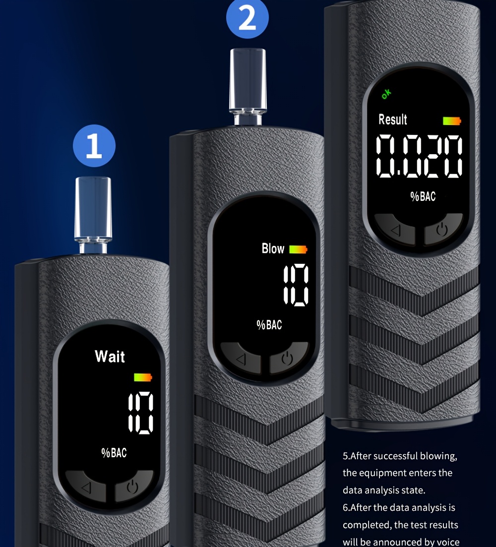 Digital Automatic Alcohol Tester, Professional Breath Alcohol Detector, Rechargeable Breath Alcohol Measuring Device, Alcohol Measurement Tool with LCD Display, Accurate And Sensitive, Continuous Monitoring