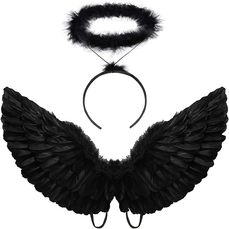 TEMU 2pcs Set ' Costume Wings, Halloween Christmas Night Costume Wings And Halo