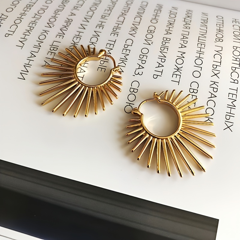 2pcs Hypoallergenic Golden Sunflower Earrings for Women