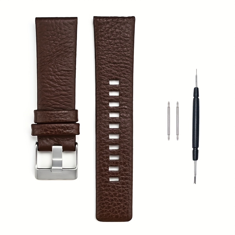 Premium Genuine Leather Watch Strap for DZ7312|7314 Adjustable Fits  22mm-32mm Dial Sizes, Brown Durable Stylish for *'S Watches, Watch