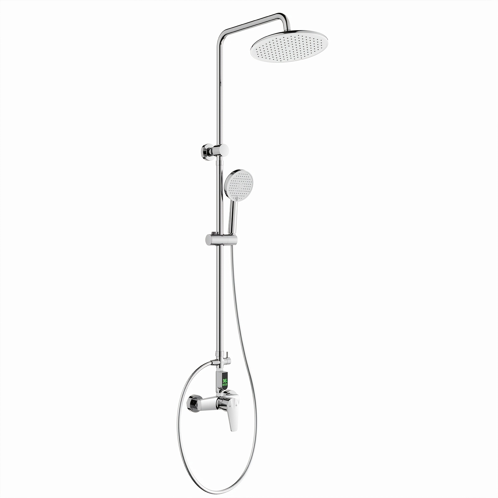 Shower Setup Featuring -inch Rain Shower Head With A Chrome End
