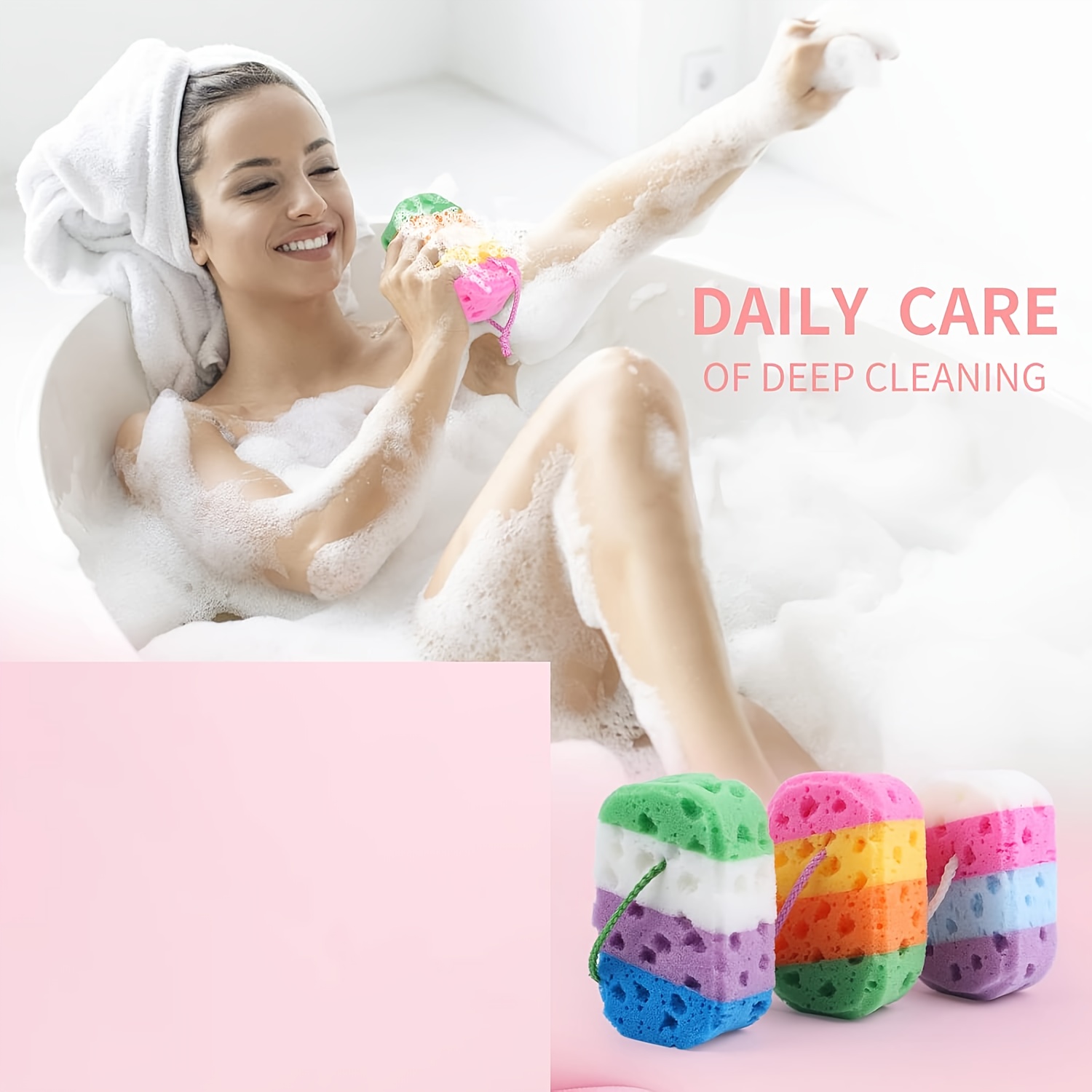Exfoliating Bath Ball Body Sponge, 2pcs with Hook