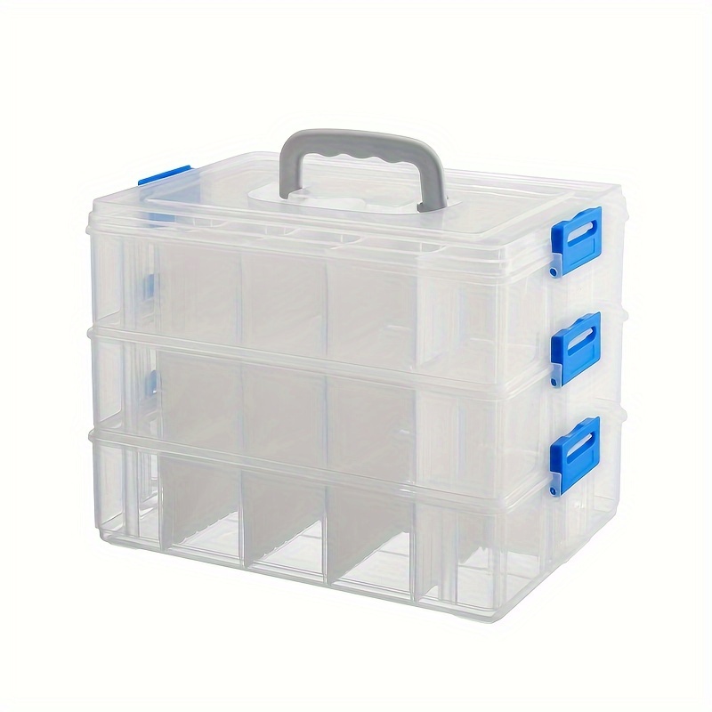 Stack-On Multi Compartment Storage Box With Removable Dividers