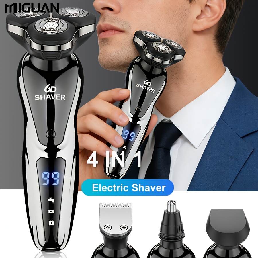 Electric Razor for Men, 3in 1/ 4in 1 Electric Shaver Nose Hair Trimmer USBRechargeable Portable Razor 3D Floating Blade Digital Display ShavingBeard Machine