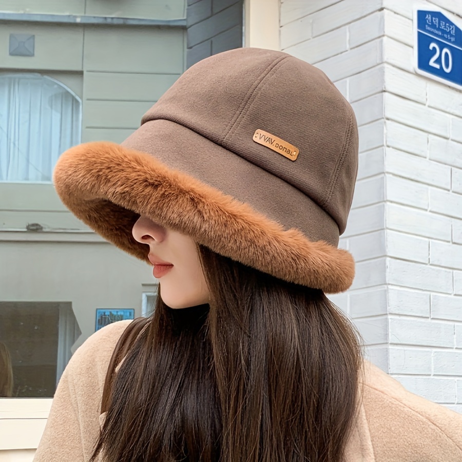 

Cozy Fleece-lined Winter Bucket Hat For Women - Warm, Plush Cap With Ear Protection