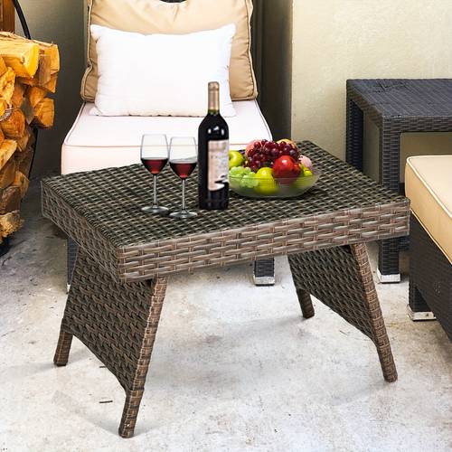patio folding side coffee table poolside garden lawn bistro furniture