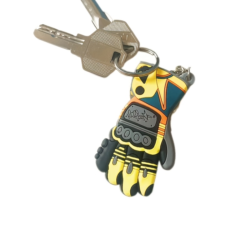 

1pc Motorcycle Racing Gloves Keychain - Pvc, Yellow, , Non-metallic, Hand Washable - Ideal Gift For Christmas, Halloween, Birthdays, Anniversaries