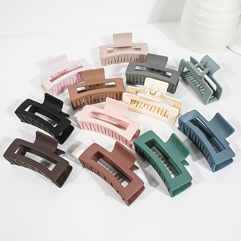 

12pcs Set Chic Large Hair Claw Clips - Matte , Non-slip Grip For Women & Girls - Versatile Solid Colors