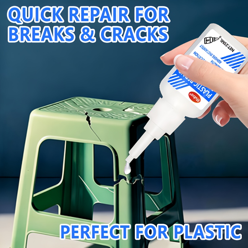 Plastic Stool Repair Glue - Instant Bonding That Won't Fall Off! Quickly Fixes Cracks, Broken Legs, and Missing Corners. High-Strength Load-Bearing, Pressure-Resistant, Heat-Resistant, and Impact-Resistant. Not Afraid of Sitting or Dropping.