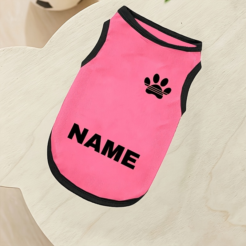 TEMU Personalized Mesh Pet Vest - Breathable Spring And Summer Corset With Paw Print Pattern And Traction Ring, In 4 Sizes And 8 Colors - Lightweight