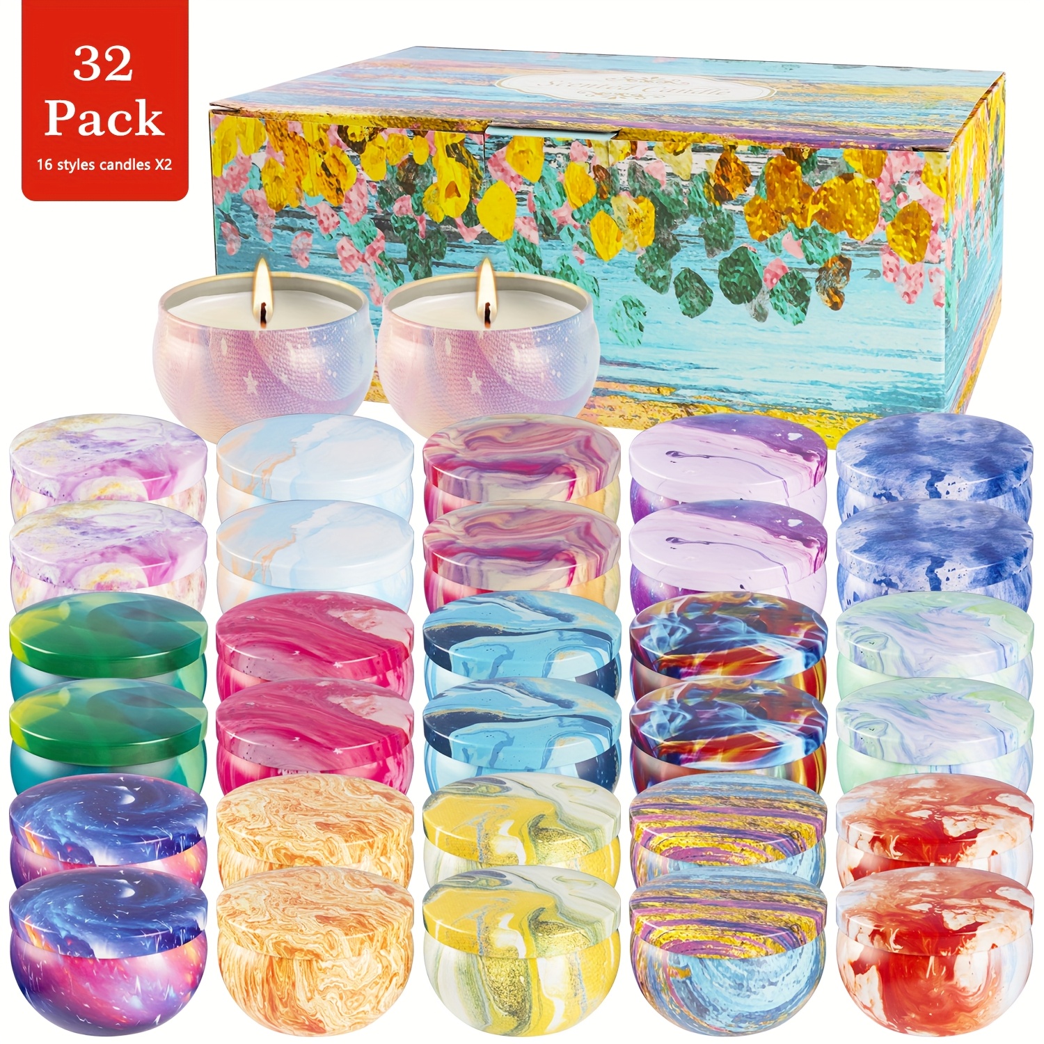 TEMU 32pcs Landscape Scented Candles, Natural Soybean Wax Material, Advanced Soybean Wax Scented Candles, Suitable For Men, Women Scented Candles.