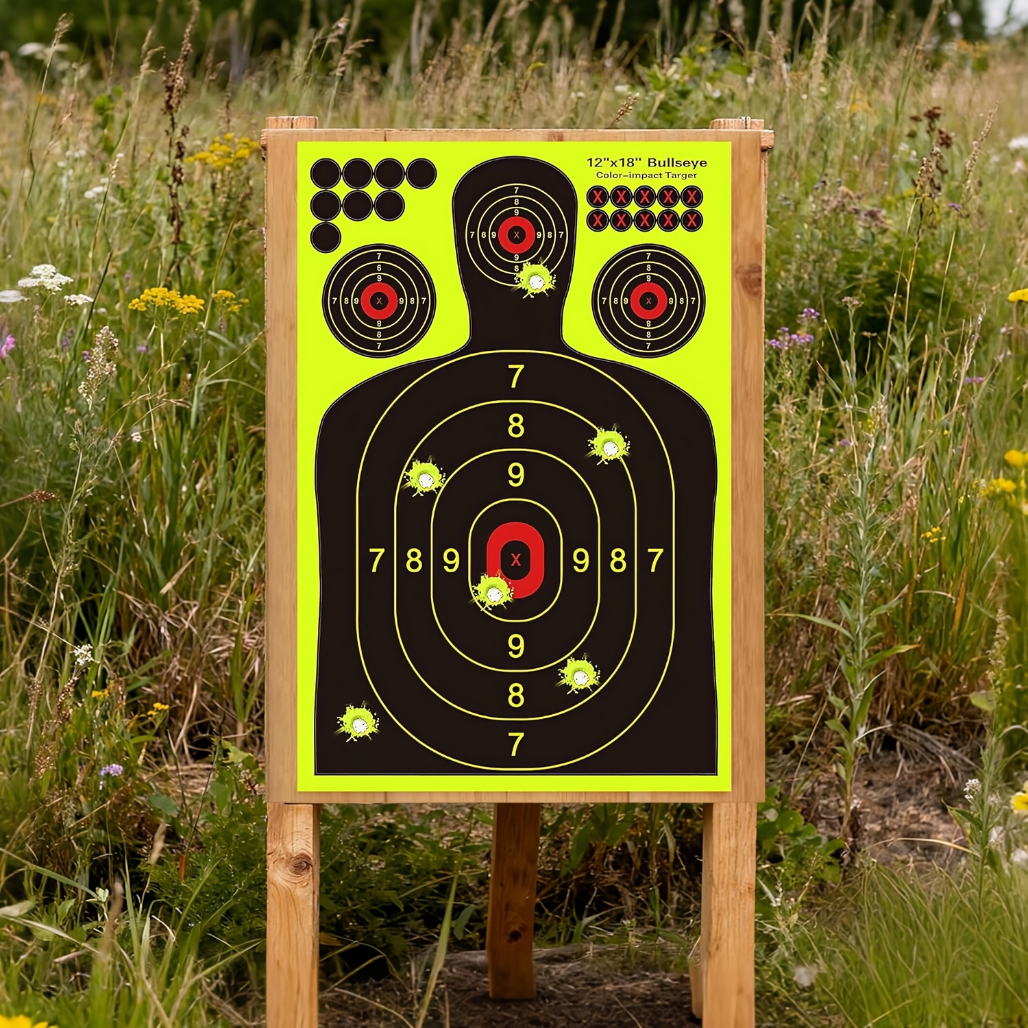 12x18 Inch Silhouette Splatter Targets - Bright Fluorescent Yellow Easily Seen On Impact When Hitting Target for BB Guns, Airguns, Rifles, Indoor And Outdoor Ranges (10/20/50/100 Packs)