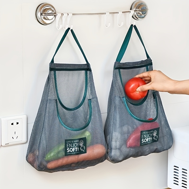 TEMU 1pc Ventilated Mesh Storage Bags For Garlic, Potatoes, - Durable Plastic Hanging Organizer For Kitchen & Pantry, Non-food Contact Safe, Space- Storage Solution