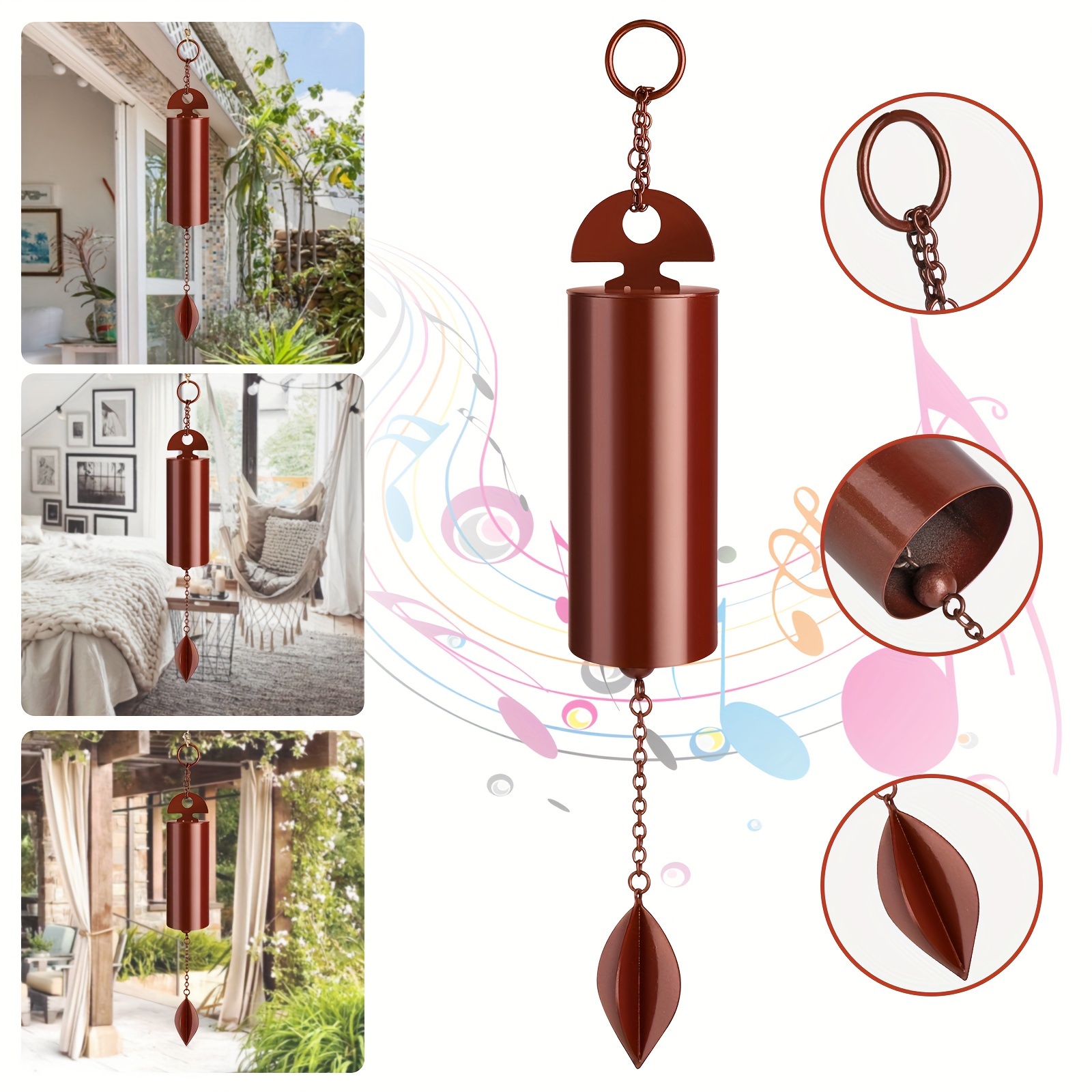 

Wind Chime Pendant, Deep Tone Retro Metal Decoration For Home Outdoor Garden Hanging Decor