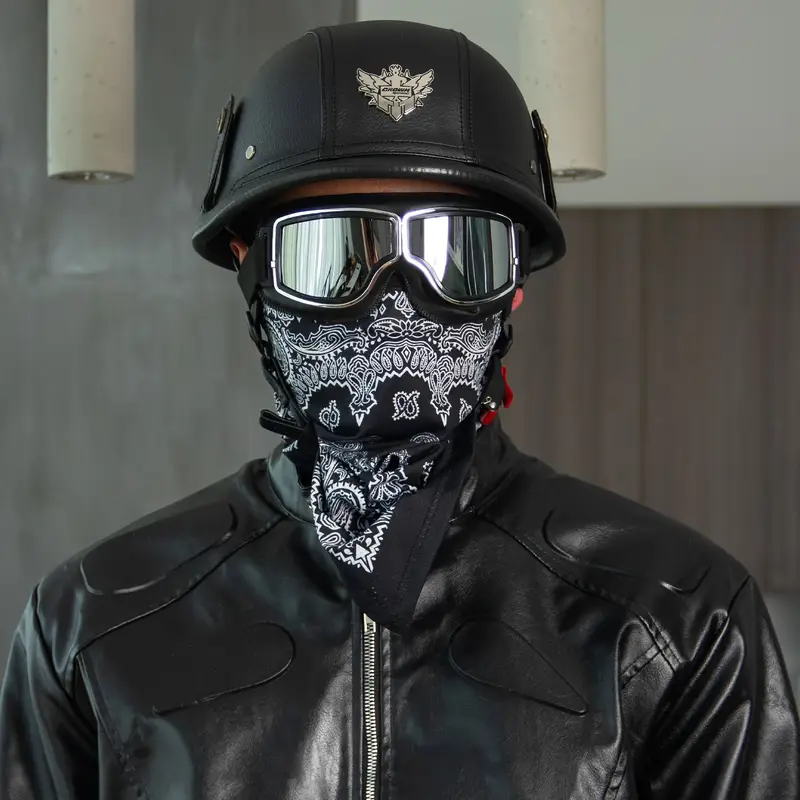 bandana motorcycle helmet OutdoorEssentials Cooling Liner - Headwraps for Men - Do Rag Bandanas for Men inspired look Comfortable for long wear Size One size fits most (adjustable ties) Ideal For Motorcycle lovers GREEN-BLUE Doo-Rag Skull Cap Solid