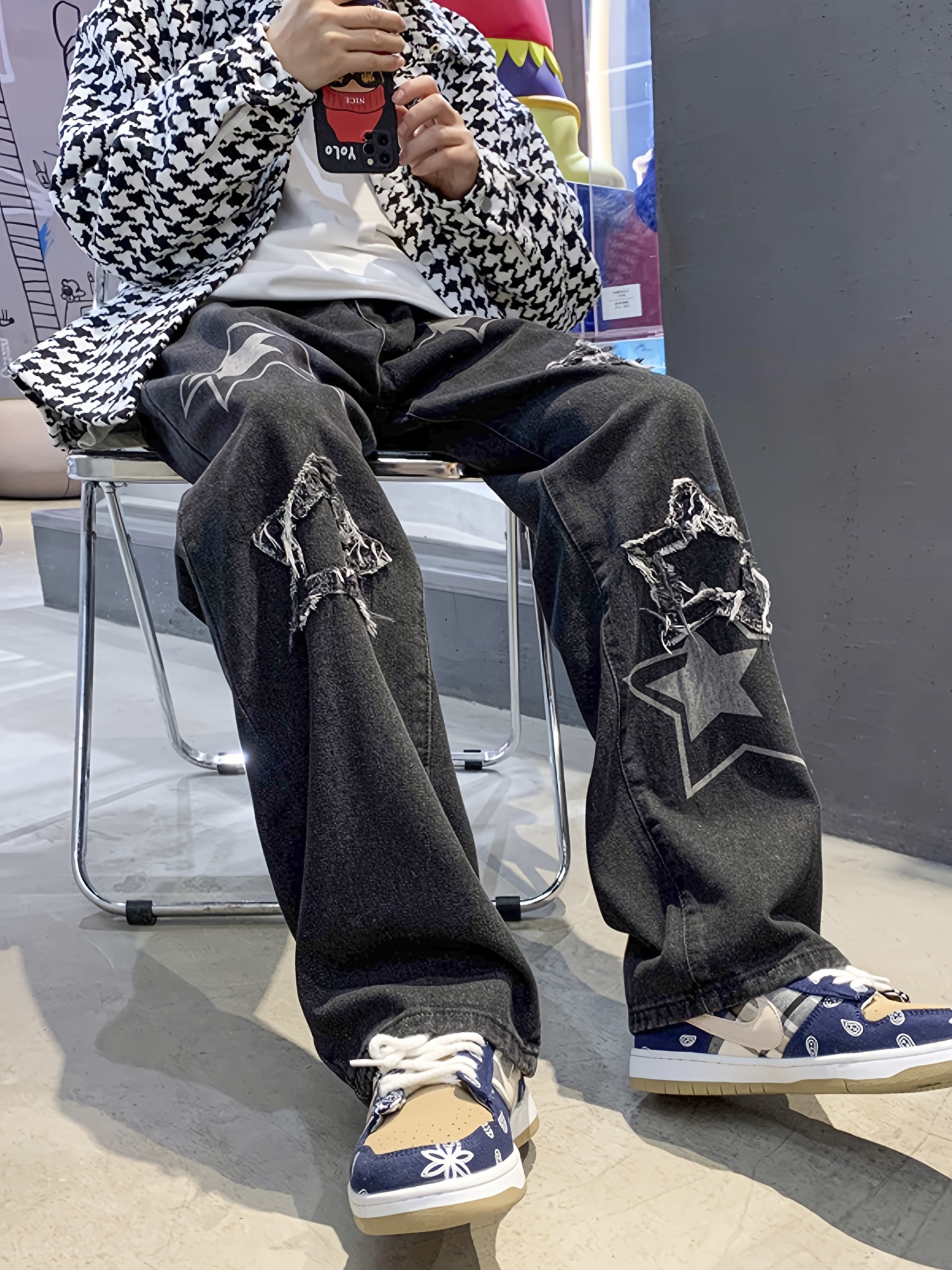 Korean Denim Outfit Male Korean Ripped Jeans Outfit Men Summer