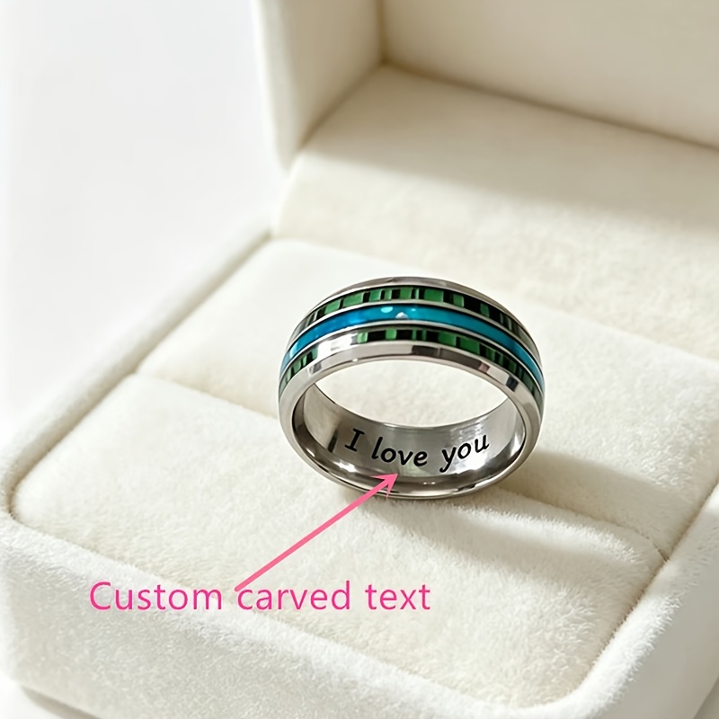 Customized Deep Sea Shell Inlaid Stainless Steel Ring — High-End Gift