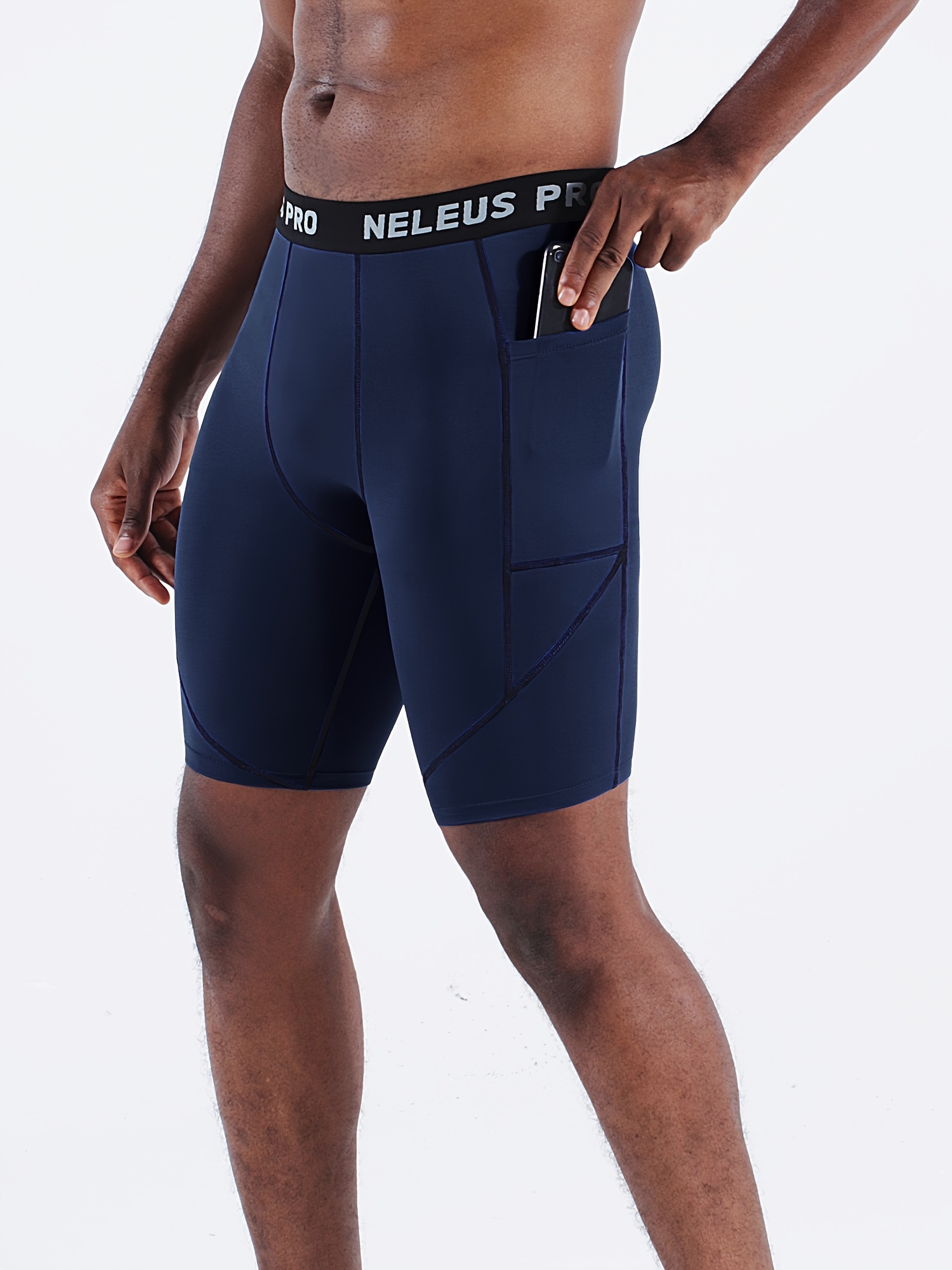 Neleus Men's Compression Short with Pocket Dry Fit Yoga Shorts