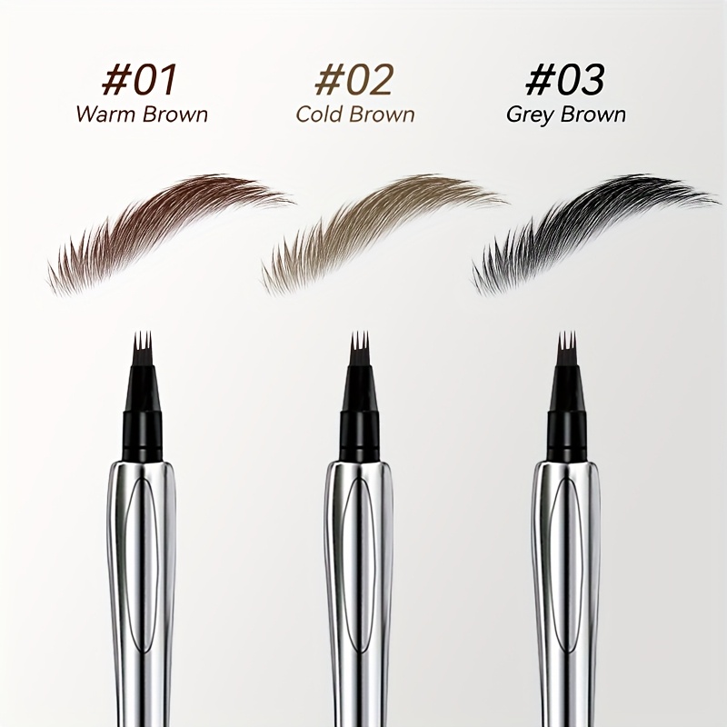   4   eyebrow pencil waterproof smudge proof long lasting 24 hour makeup in light brown dark gray fine brush tip for precise brow shaping   beginners valentine s day or birthday gift eyebrow makeup tool sleek metallic look   eyebrow pencil