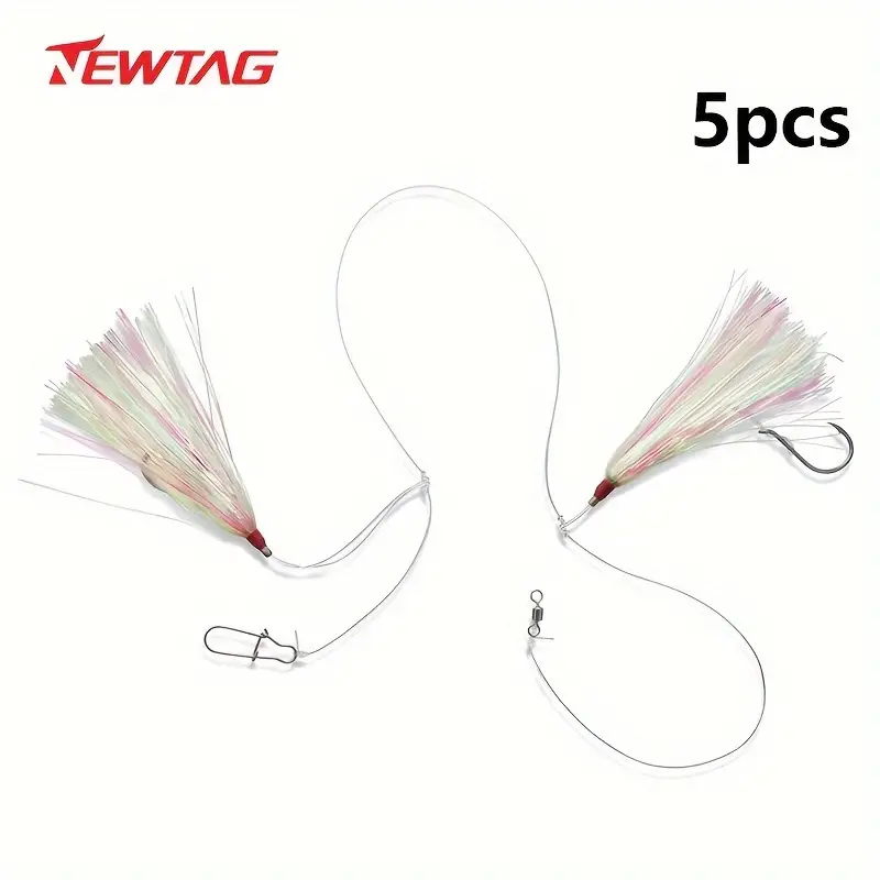 5pcs 39.37inch Fishing Rig With 3/0 Octopus Hook, Saltwater Fishing Tackle