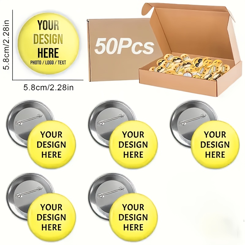 E-shop 50 Stück Personalisierte Foto-Anstecker in Box, Benutzerdefinierte DIY Foto-Anstecker, Anpassbare Geburtstags, Abschlussfeier, Ball,