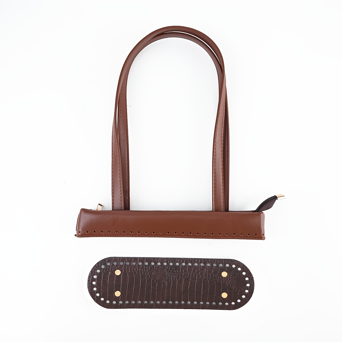TEMU 2pcs -one Crochet Tote Bag Set With Pre-installed Zippered Top Handle, Embossed Crocodile-textured Bottom, Ideal For Beginners To Make A Summer