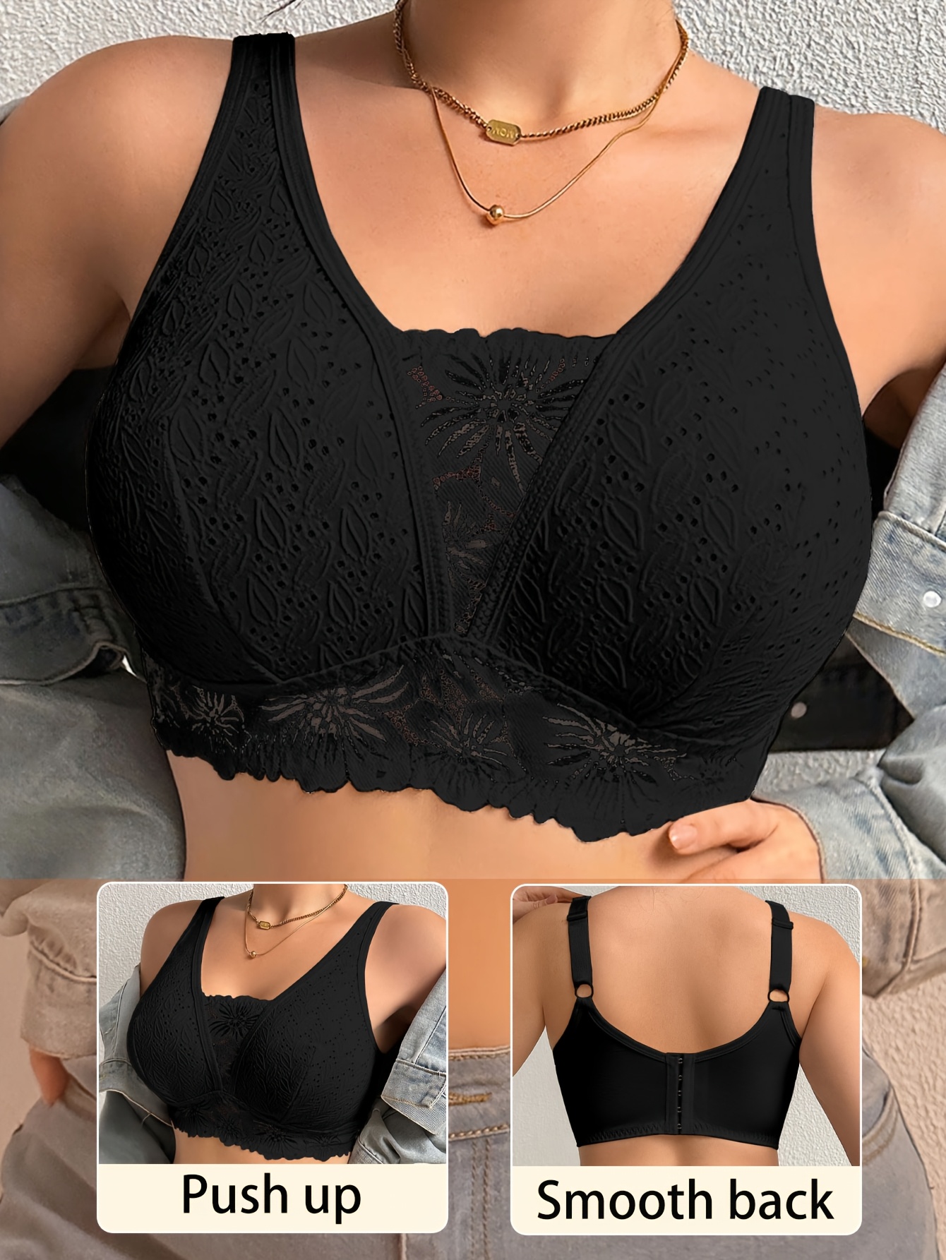 plus size womens bra   wireless bra breathable push   support high quality adjustable straps seamless daily wear for   occasions