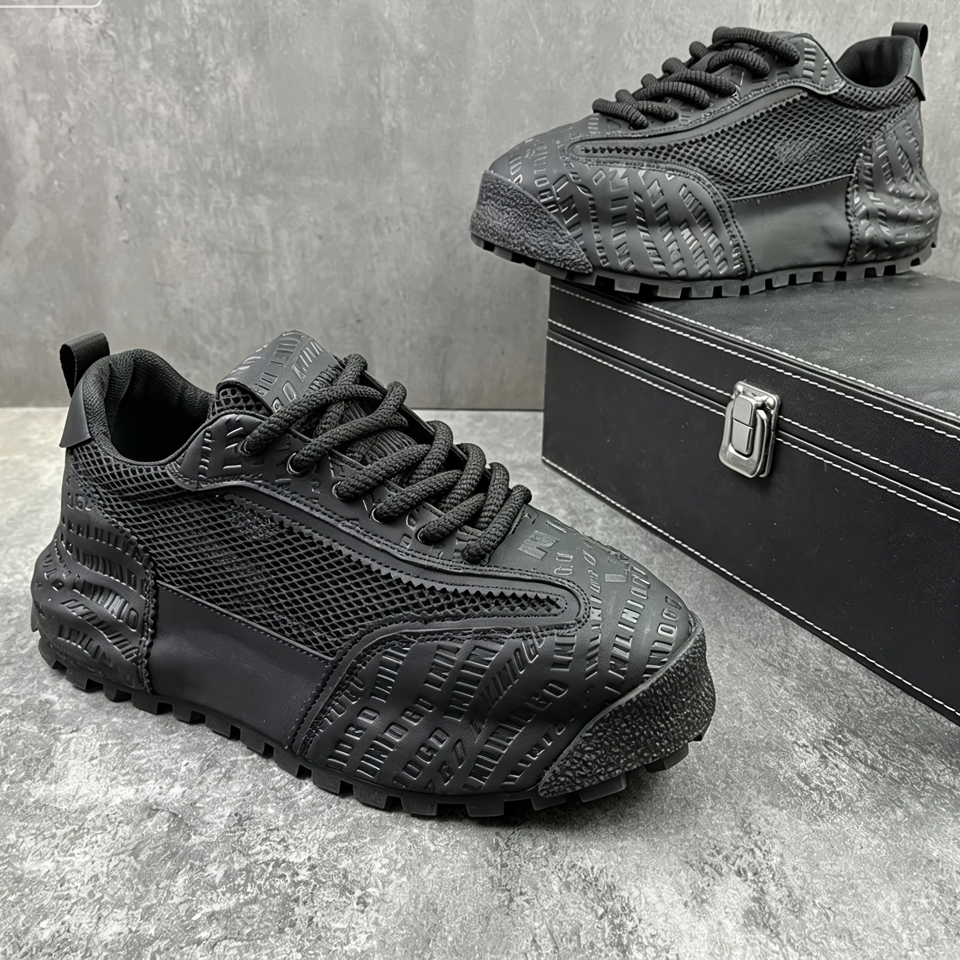 TEMU Men's Shoes Summer Breathable Thin Hollow Mesh Board Shoes Fashionable And Versatile Casual Large Mesh White Shoes