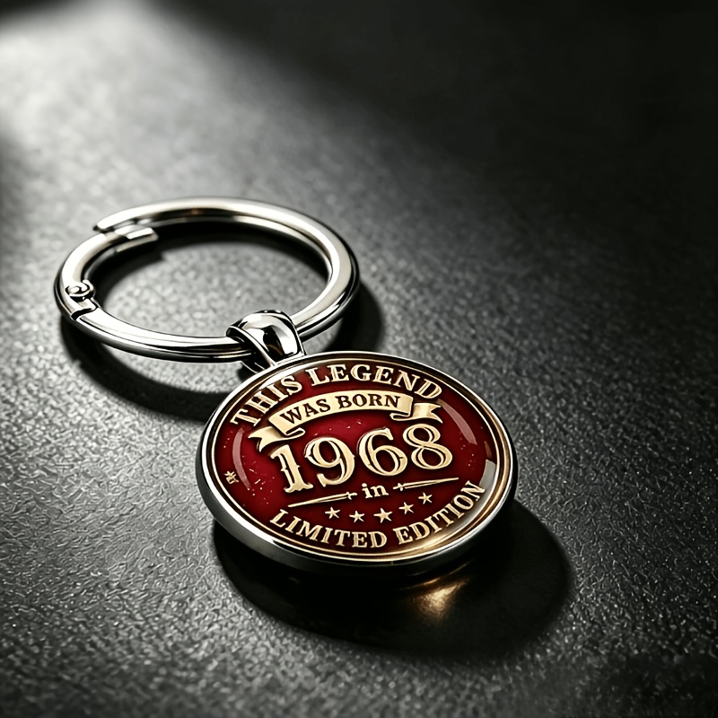 TEMU 1968 Birth Commemorative Keychain, Sturdy Alloy Material, Spring Press Opening, Fits Keys And Backpacks, Daily Outfit Accessory, Holiday Gift