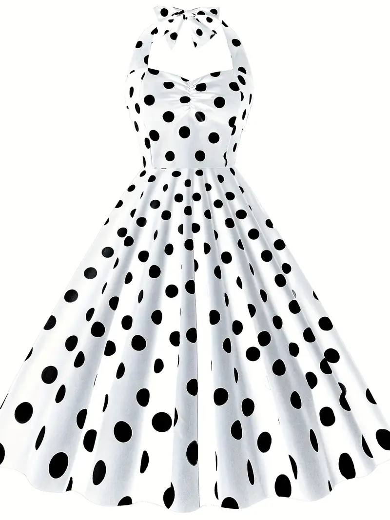 50s 60s style retro hepburn style dress halter polka dot - Temu Cyprus 50s 60s style retro hepburn style dress halter polka dot - Temu Cyprus