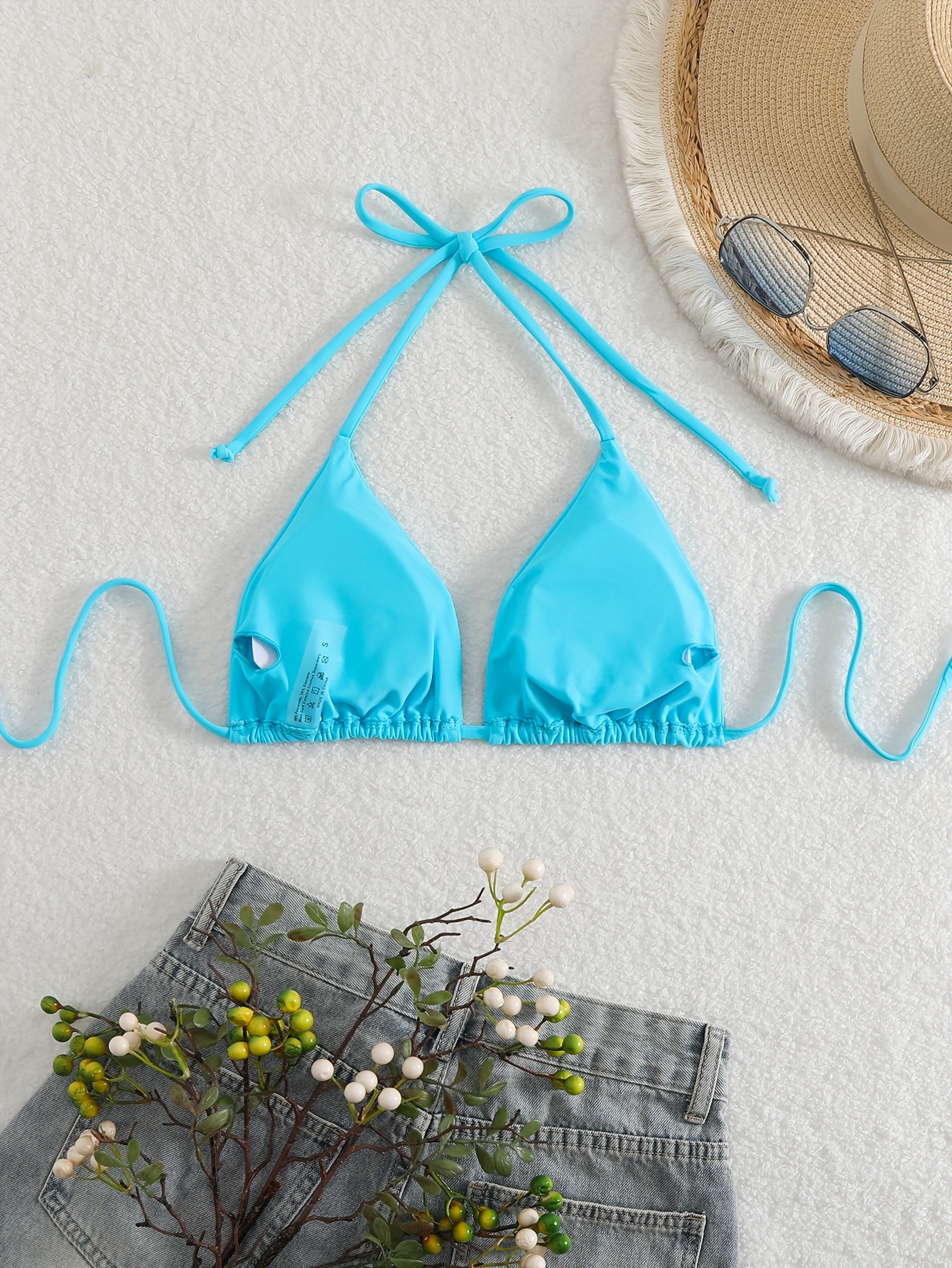 Fashionable and Sexy Double-sided Nylon Plain Color High Elastic and Comfortable Tie-string Women's Bikini Top