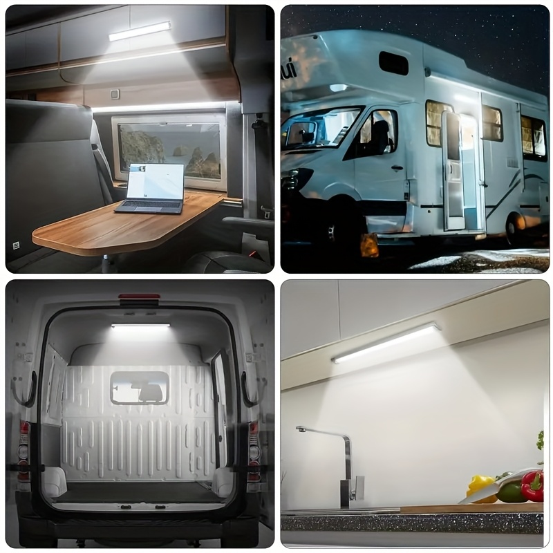 1pc Wireless LED Motion Sensor Light Strip - Rechargeable Magnetic Night Light for RVs, Kitchens, Wardrobes & Hallways, USB-Powered, Energy-Efficient, Easy Installation, Low Voltage, 400mAh Battery, Polymer Material, Rechargeable Motion Sensor Light RV Interior Lighting